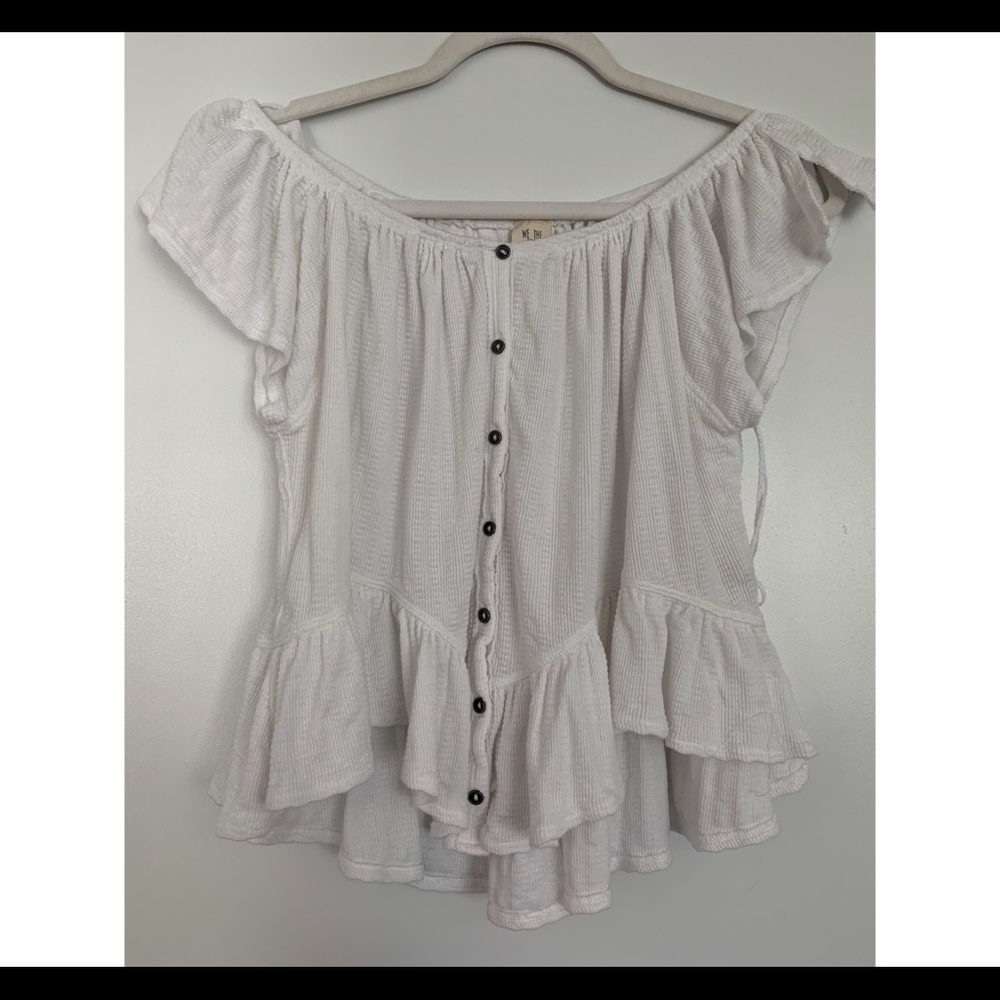 White We the Free off the shoulder shirt